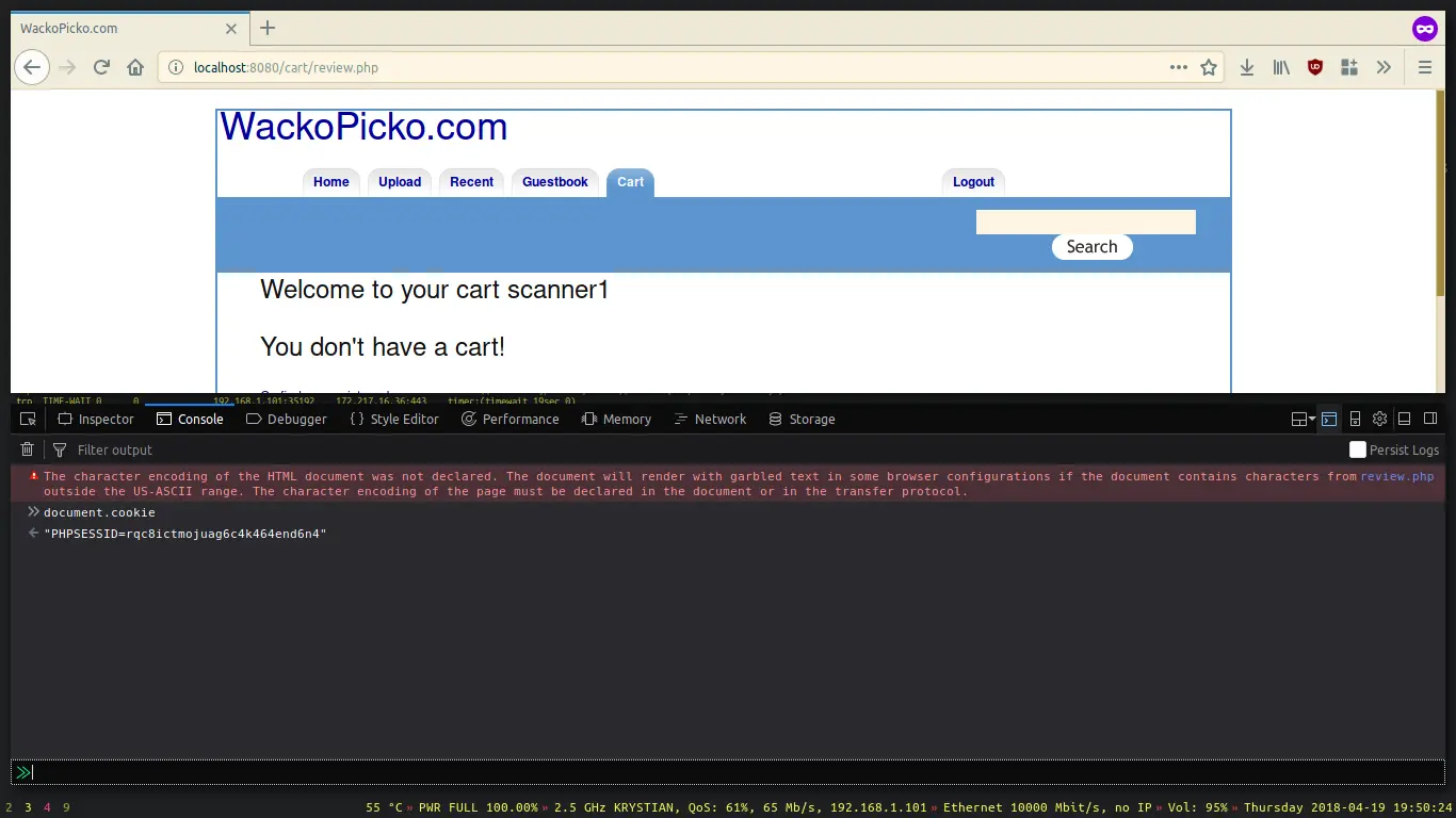 After refreshing you can notice that we are logged in.