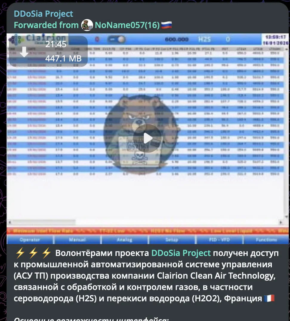 DDoSia - Clairion Gas Control System Access