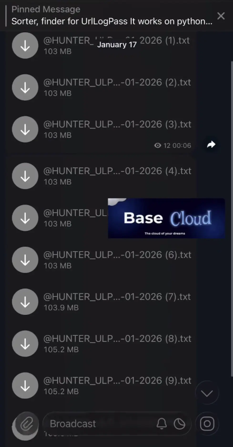 Example: Infostealer cloud logs channel