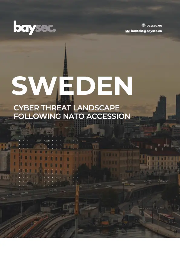 Baysec report cover - Sweden Cyber Threat Landscape Following NATO Accession
